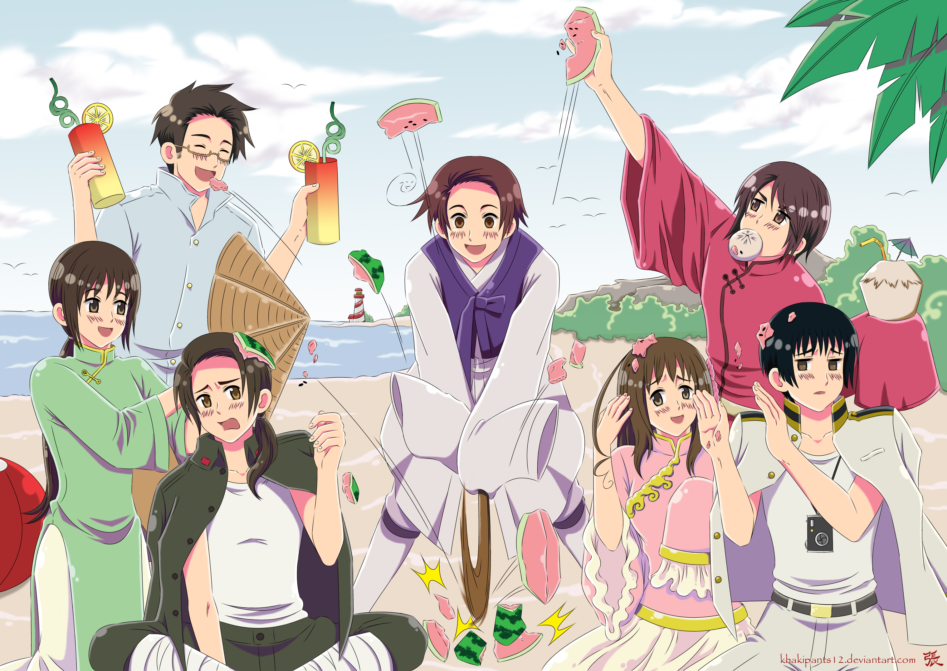 亚/洲 黑塔利亚 小香 湾娘 起源君 耀君 小菊 小澳