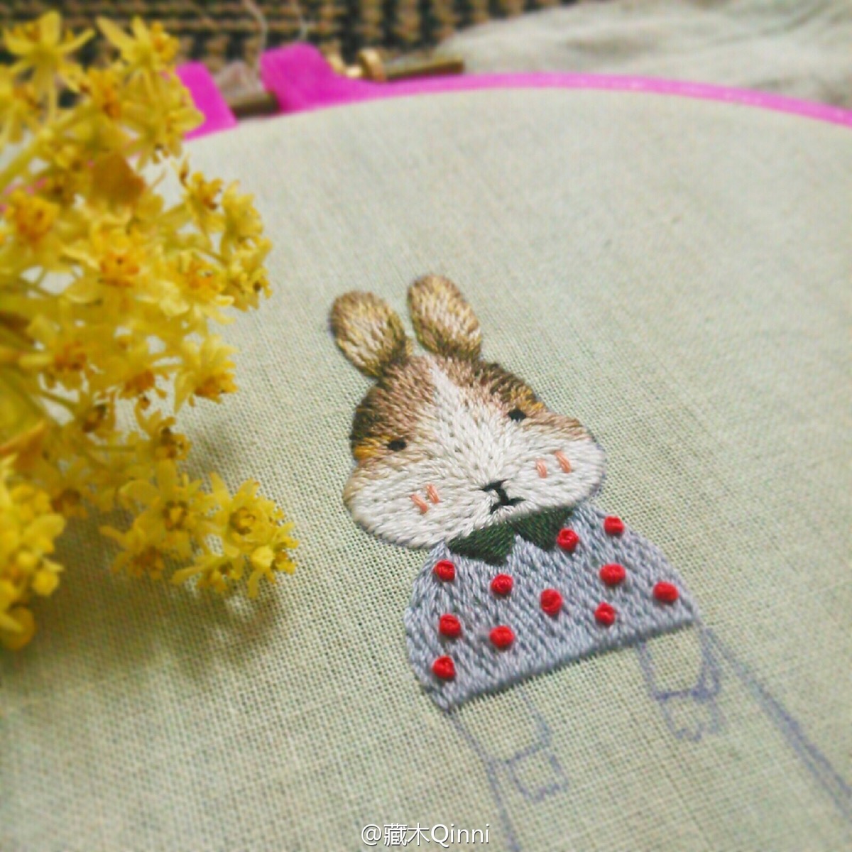 刺绣 手工 兔子 作者by 藏木qinni