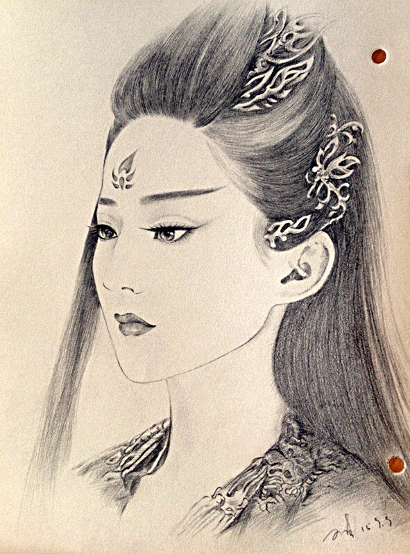 白娘子素描画图片