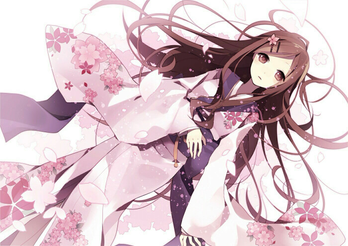 樱花 和服 少女 唯美