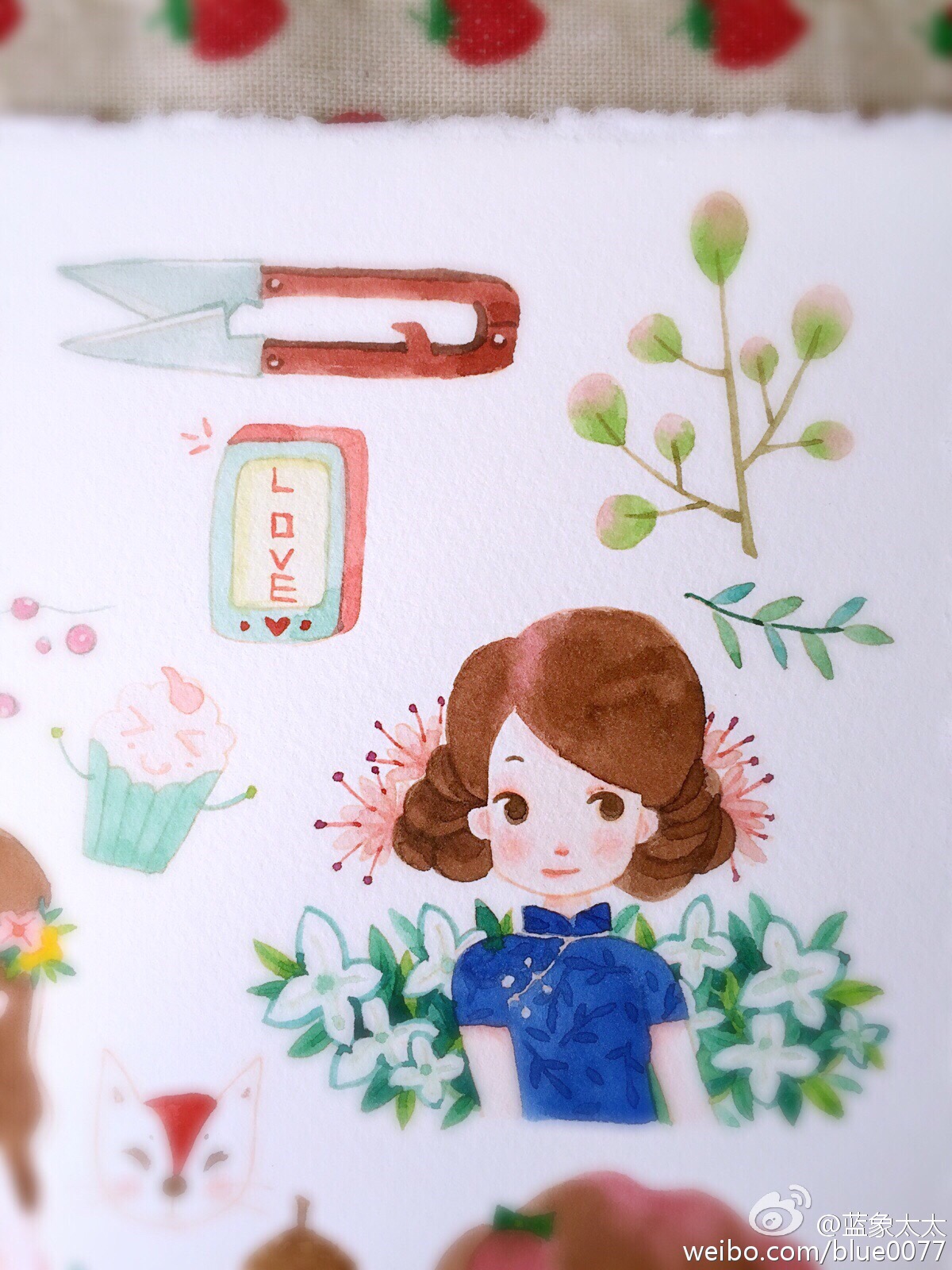 水彩画 手绘 女孩 插画 作者by 蓝象太太-堆糖,美好生活研究所