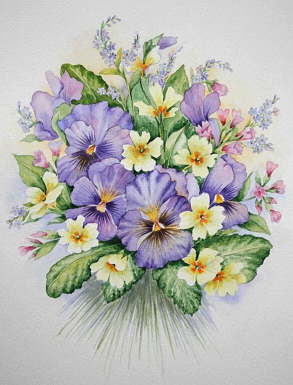 俄罗斯水彩花卉画