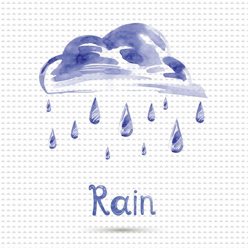 水彩手绘可爱天气预报,rain雨