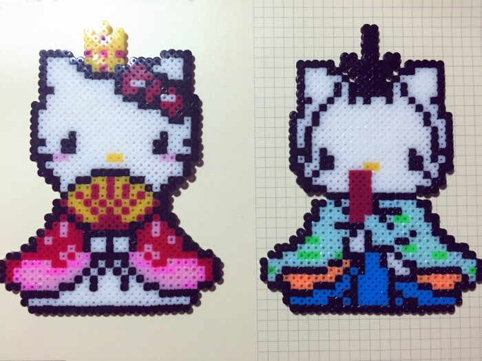 拼拼豆豆##拼豆#随便拼的hello kitty.正好给老哥作结婚礼物.