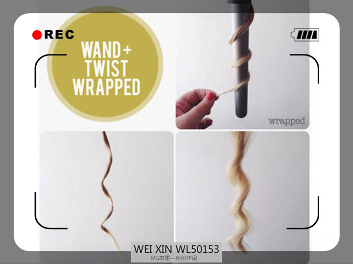 卷发棒上造型,由于受热时头发是转 着圈的,所以出来的效果是螺纹的图片