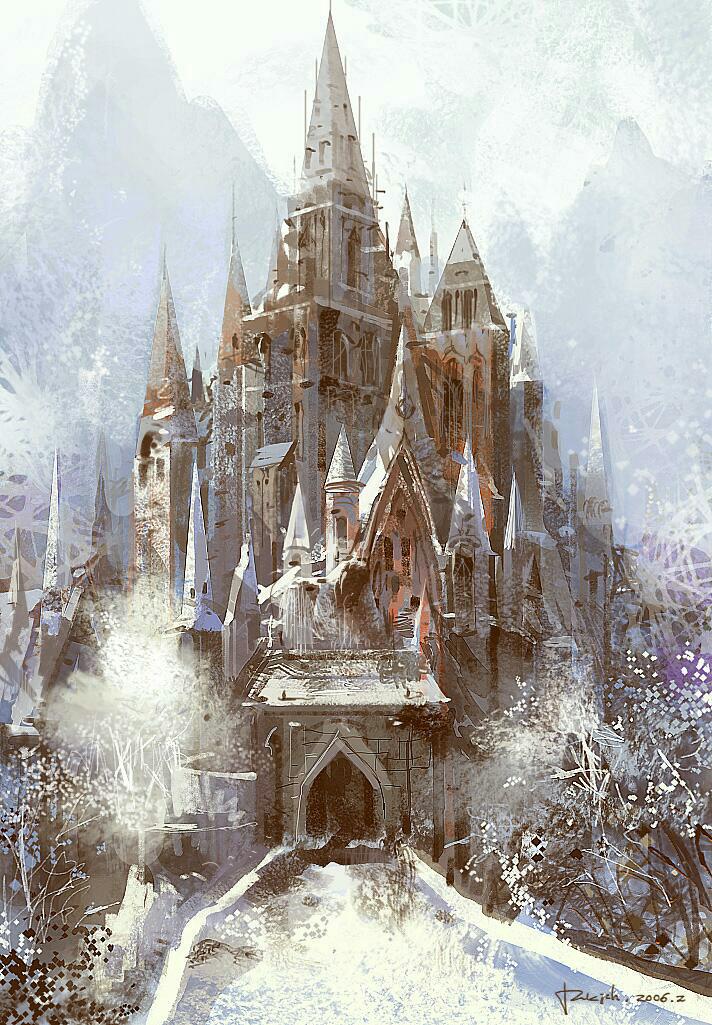 梦里的城堡 二次元 插画 雪色