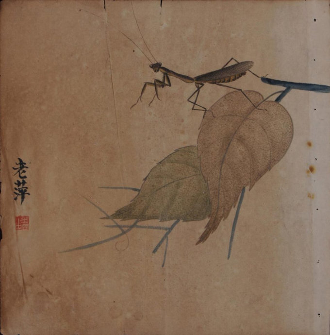 齐白石工笔草虫册页,此24开"草虫册页"可通过该册页齐白石亲自题记的