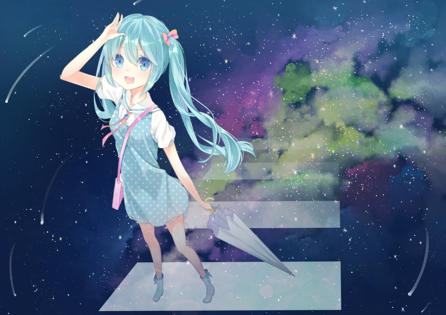 此间二次元 二次元 美少女 v家 初音未来 暖色调 小清新 梦幻 星空