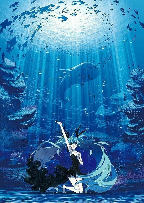 冷色调 蓝色系 v家 初音未来 〈深海少女〉 动漫 p站 插画 唯美