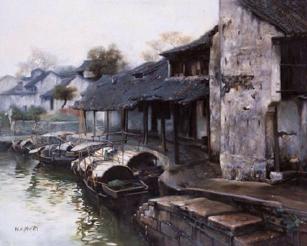 江南烟雨 油画