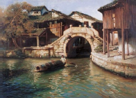 江南烟雨 油画