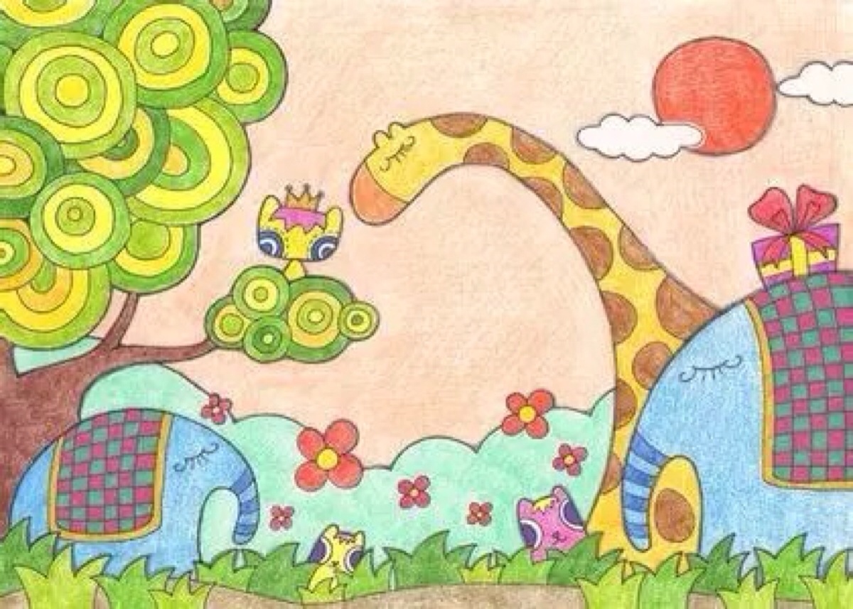 儿童画动物园 一等奖图片