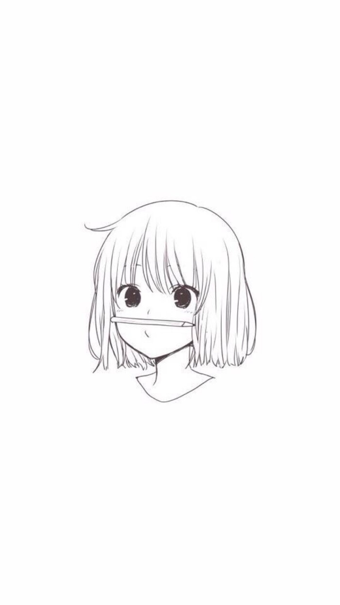 黑白 个性 短发 女孩 可爱 女生 漫画 插画 手绘 壁纸 锁屏 头像 背景