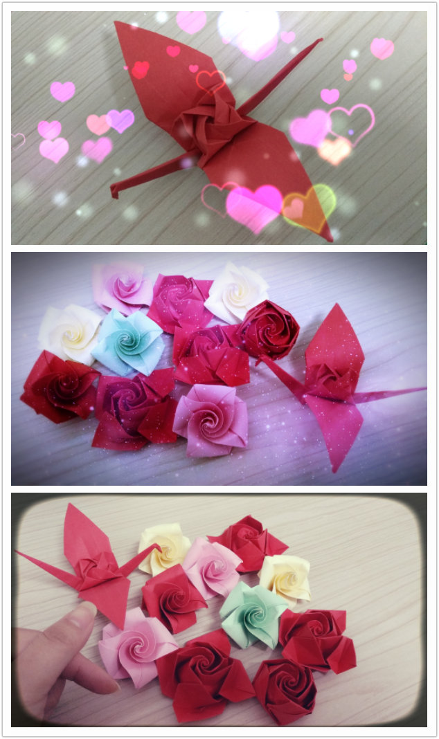用千纸鹤糖纸做玫瑰花图片