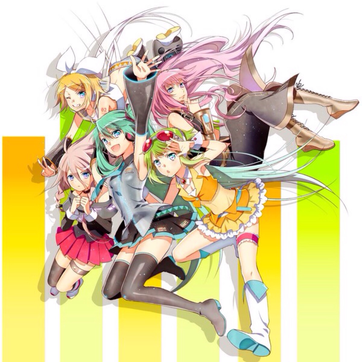 miku 初音未来 luka meiko 起音美可rin 镜音铃 gumi v家全家福 二
