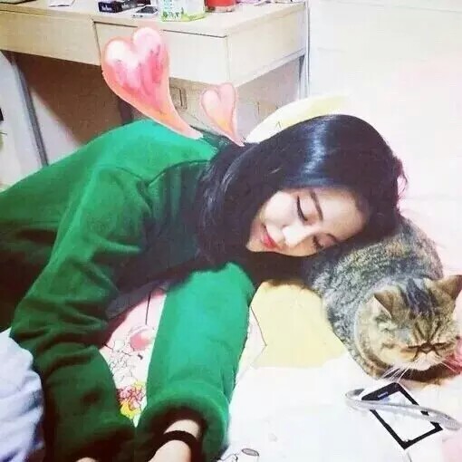 甜美倦意女生头像 猫咪表情逗比