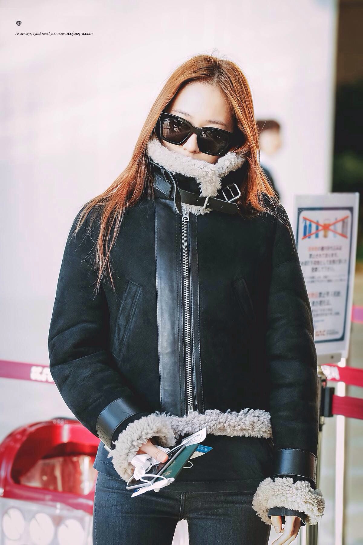 郑秀晶 krystal 机场 搭配 发型 街拍 酷帅 女神