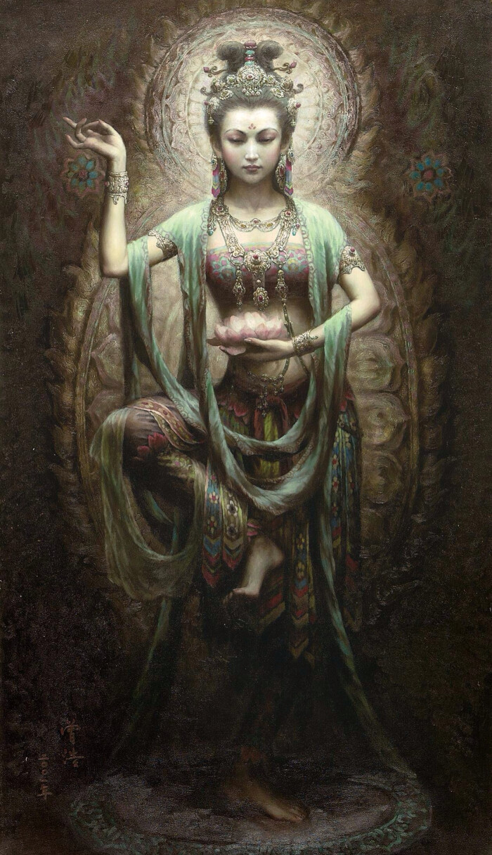 中国佛教艺术家 曾浩《敦煌》 系列油画