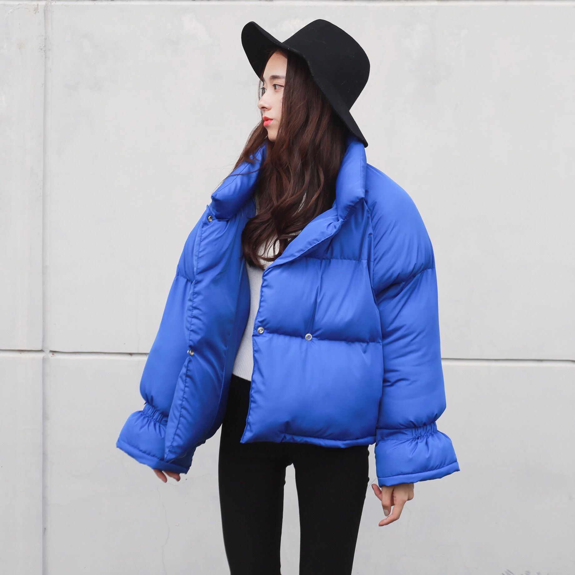 韩版冬季保暖外套宽松喇叭袖棉衣学生加厚短款棉服女面包服潮