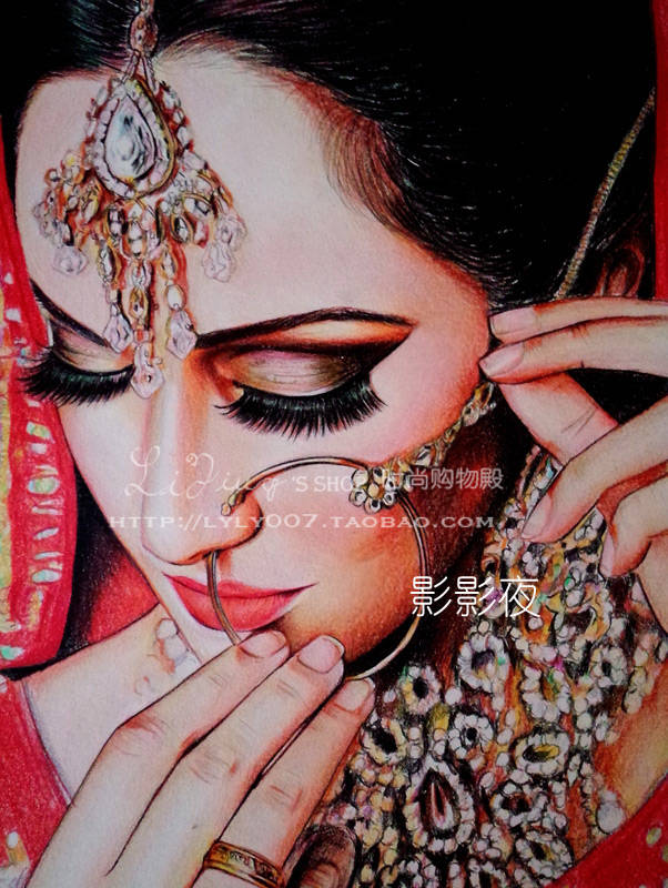 印度新娘手绘图案图片