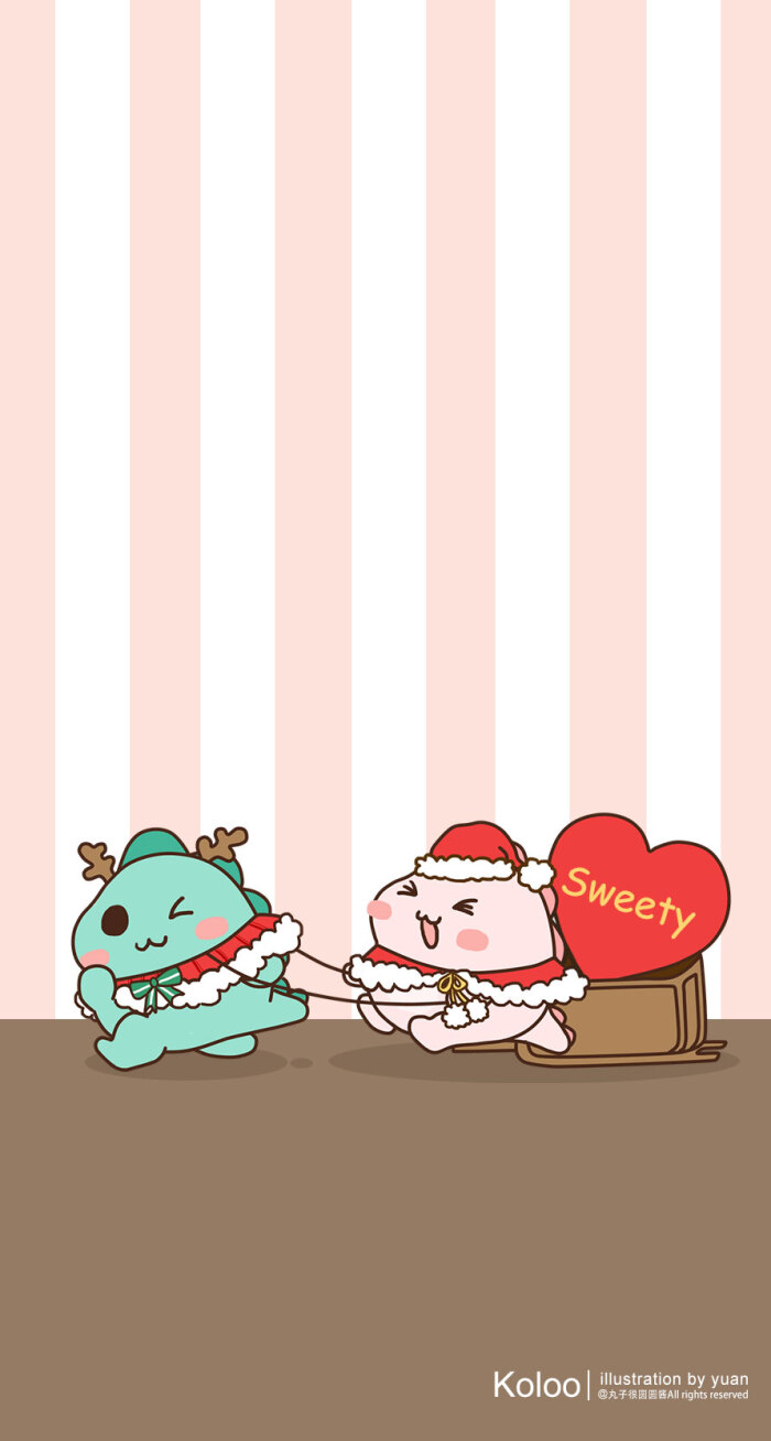 小恐龙koloo圣诞壁纸~丸子很圆圆酱~圣诞快乐