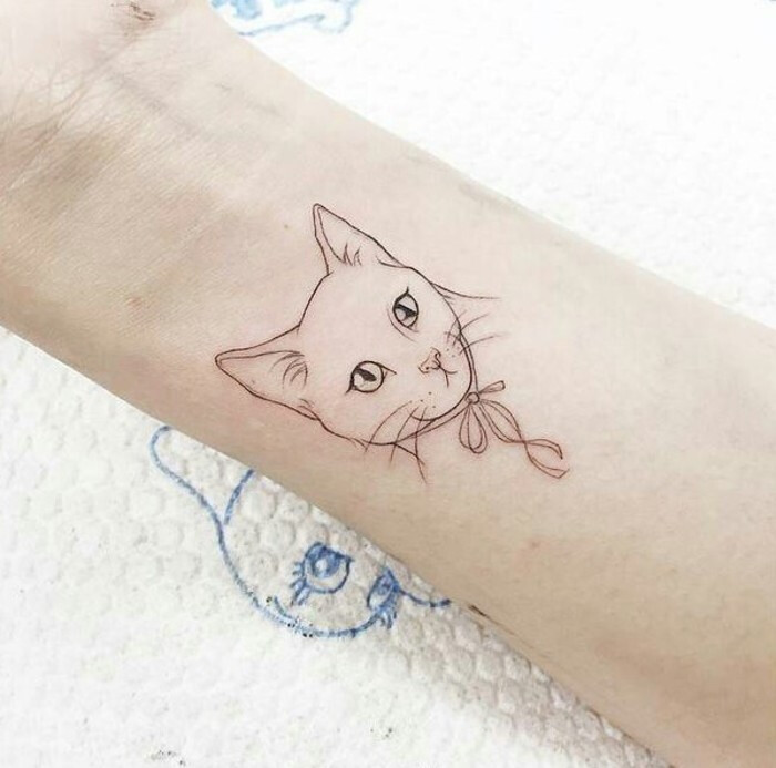 猫咪纹身手腕小纹身