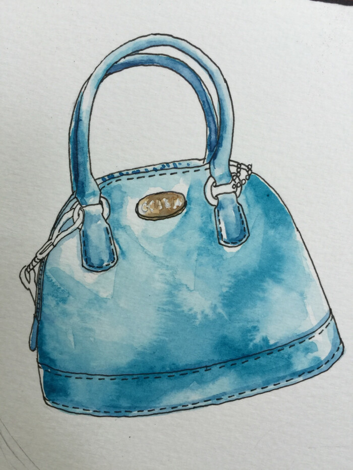 水彩插画 包