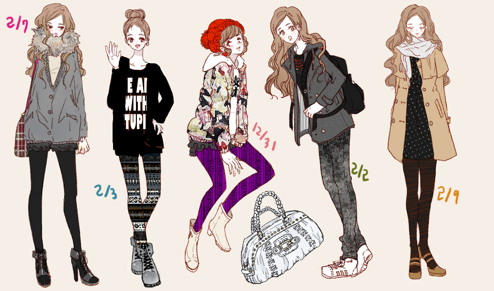 手绘 插画 线稿 手稿 黑白素材 少女 服装设计 p站 人物设计