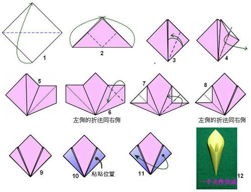 立体花球折纸图解 五瓣花球折纸花球的折