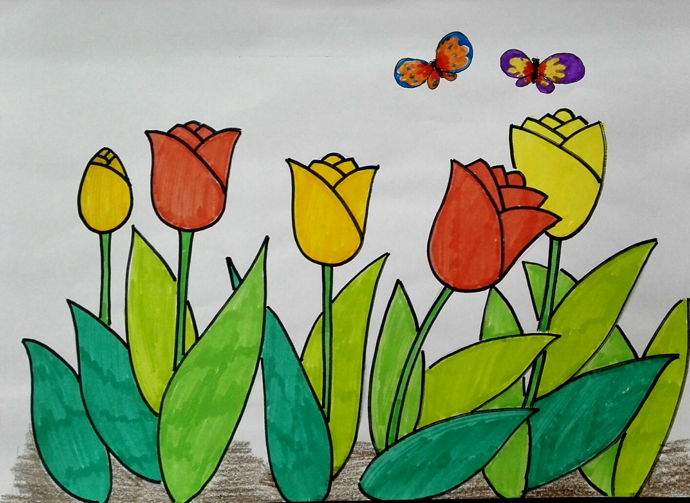 盛开的鲜花儿童画画画图片