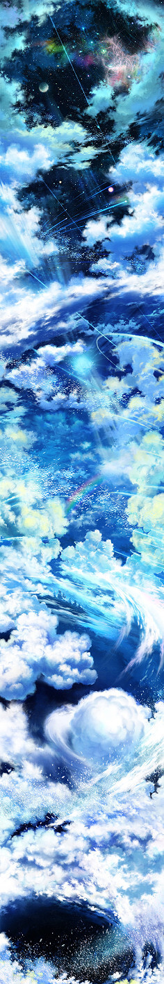 蓝雪』蓝天白云 动漫插画 二次元 场景 意境 蓝色系 唯美 白云是蓝天