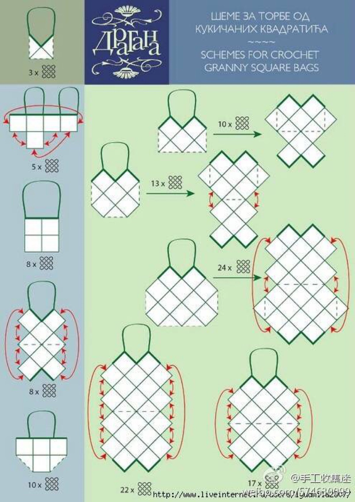 钩织 图解 花片拼接