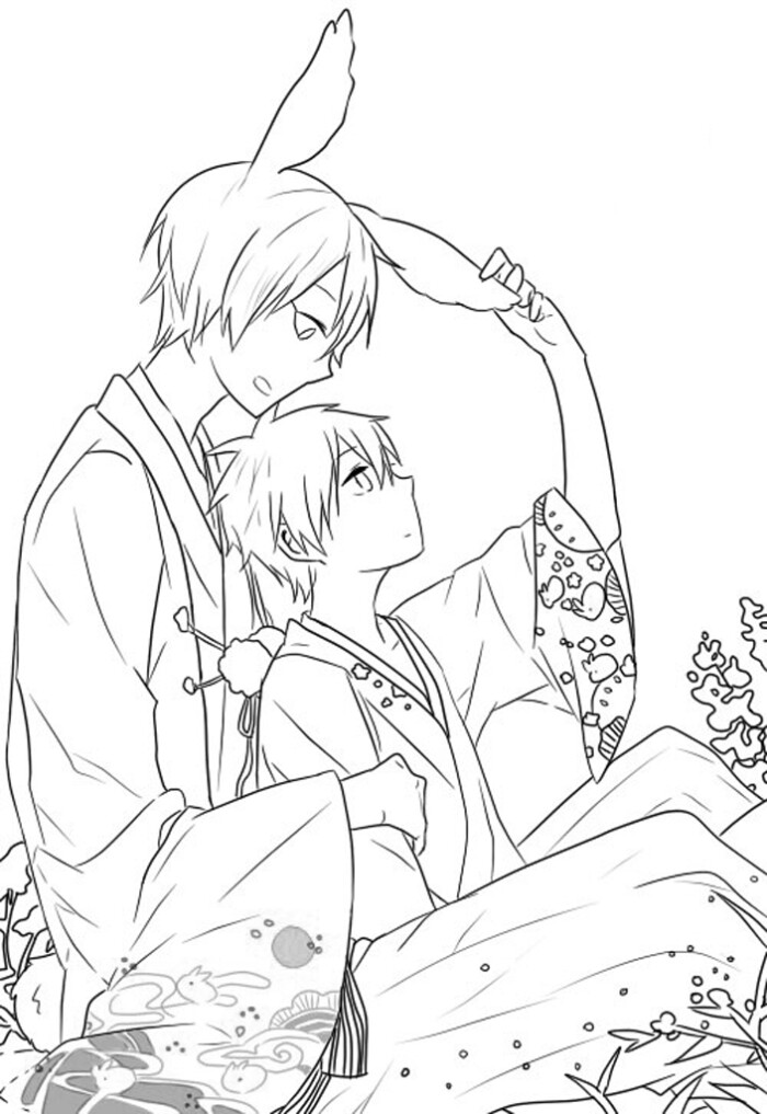 线稿# #两个man# 古风美男两人图 线稿大全,漫画上色线稿大全,上色