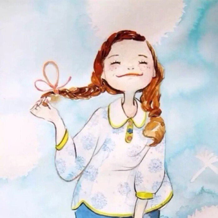 女生女生插画蓝色头像小a女生背影卡通头像动漫图片女孩水彩唯美图片