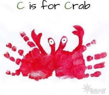 创意 手印画 动物 螃蟹