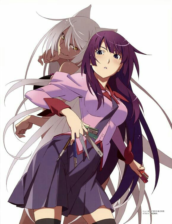 物语系列·羽川翼x战场原·校服·少女·超清壁纸