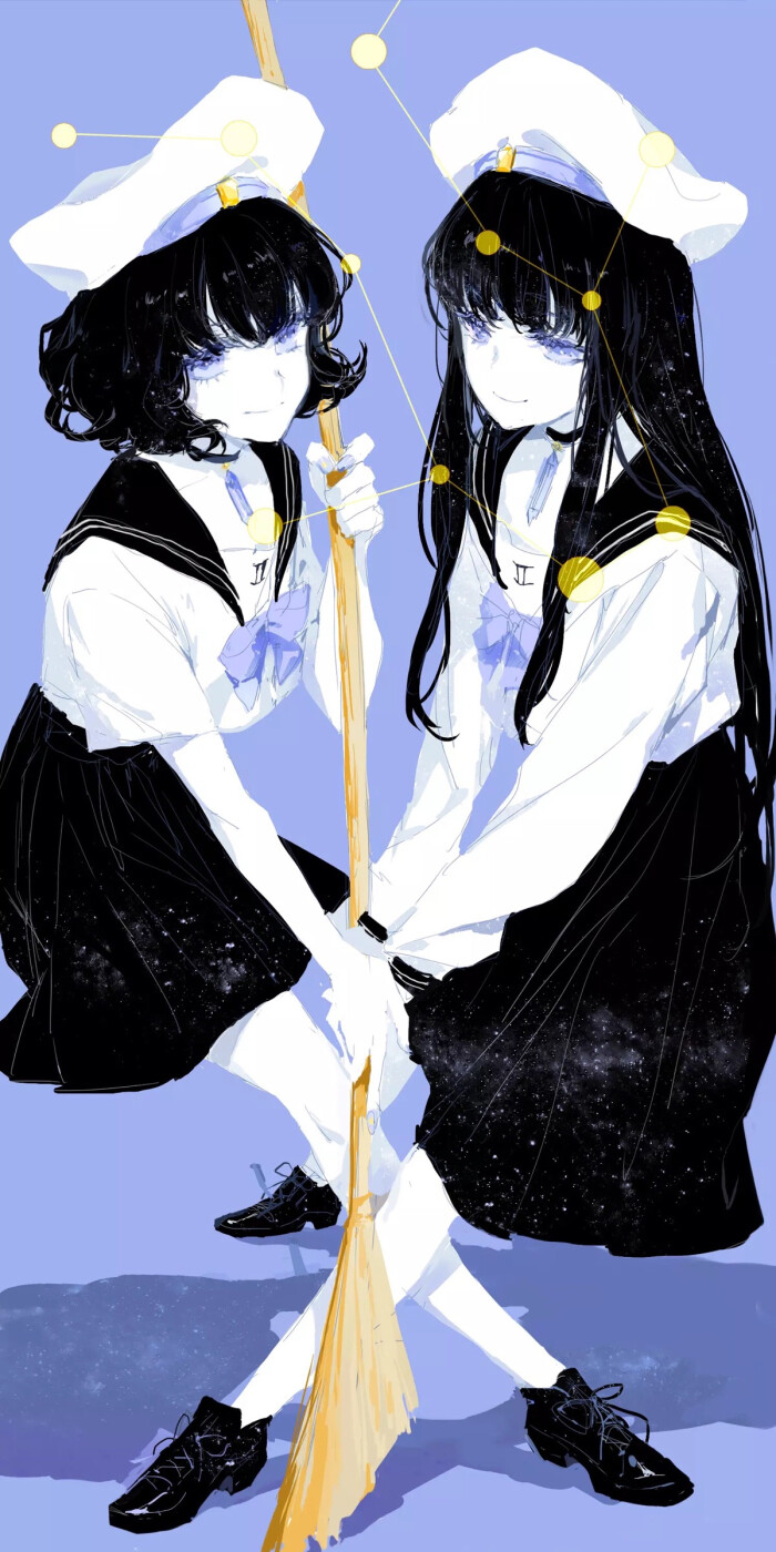 二次元十二星座双子座O型血属羊射手座女图片