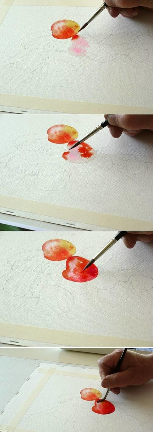 樱桃绘画步骤教程.