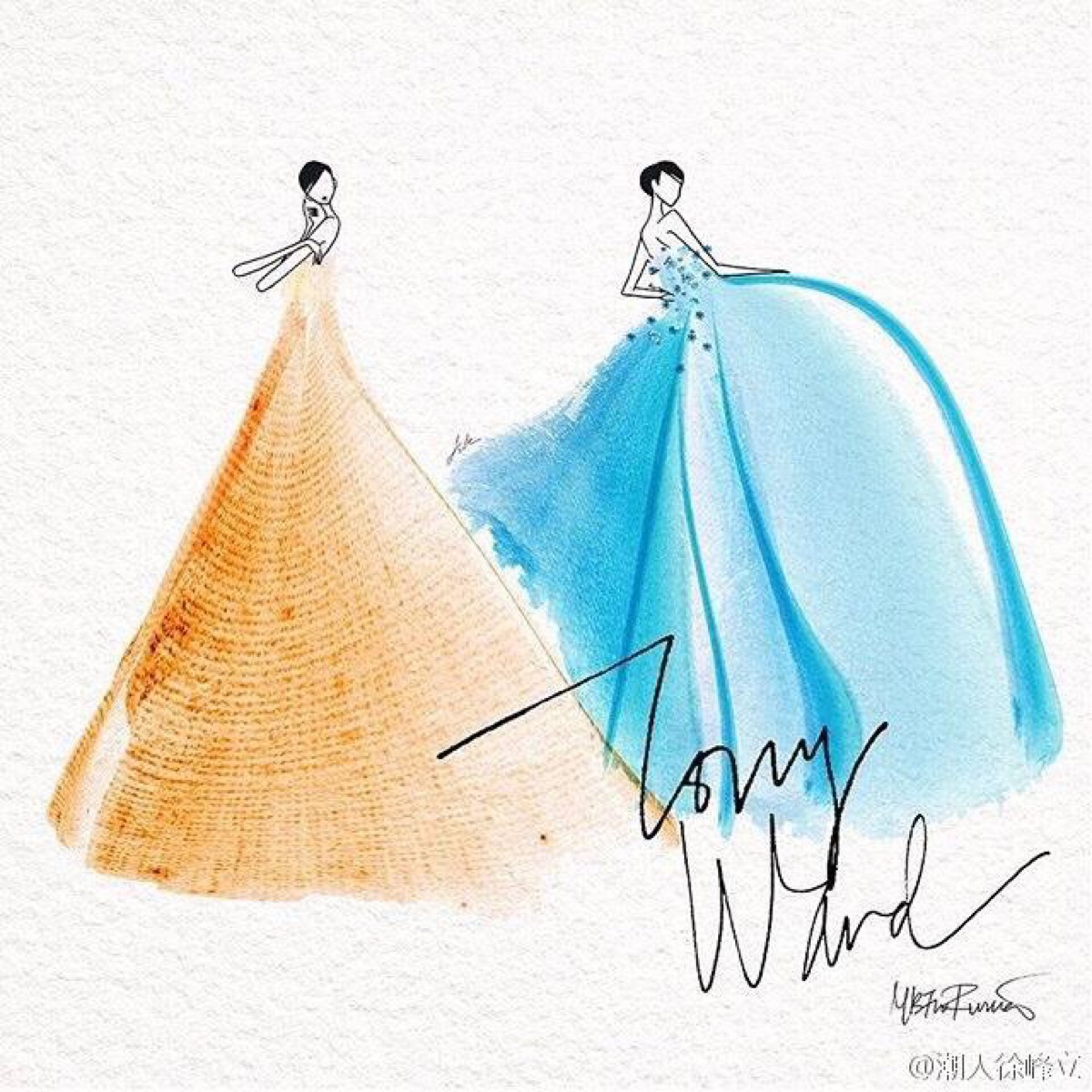 服装插画 素材 设计稿 服饰风尚 插画 | 仙裙华裳 摇曳大裙摆,你沉醉
