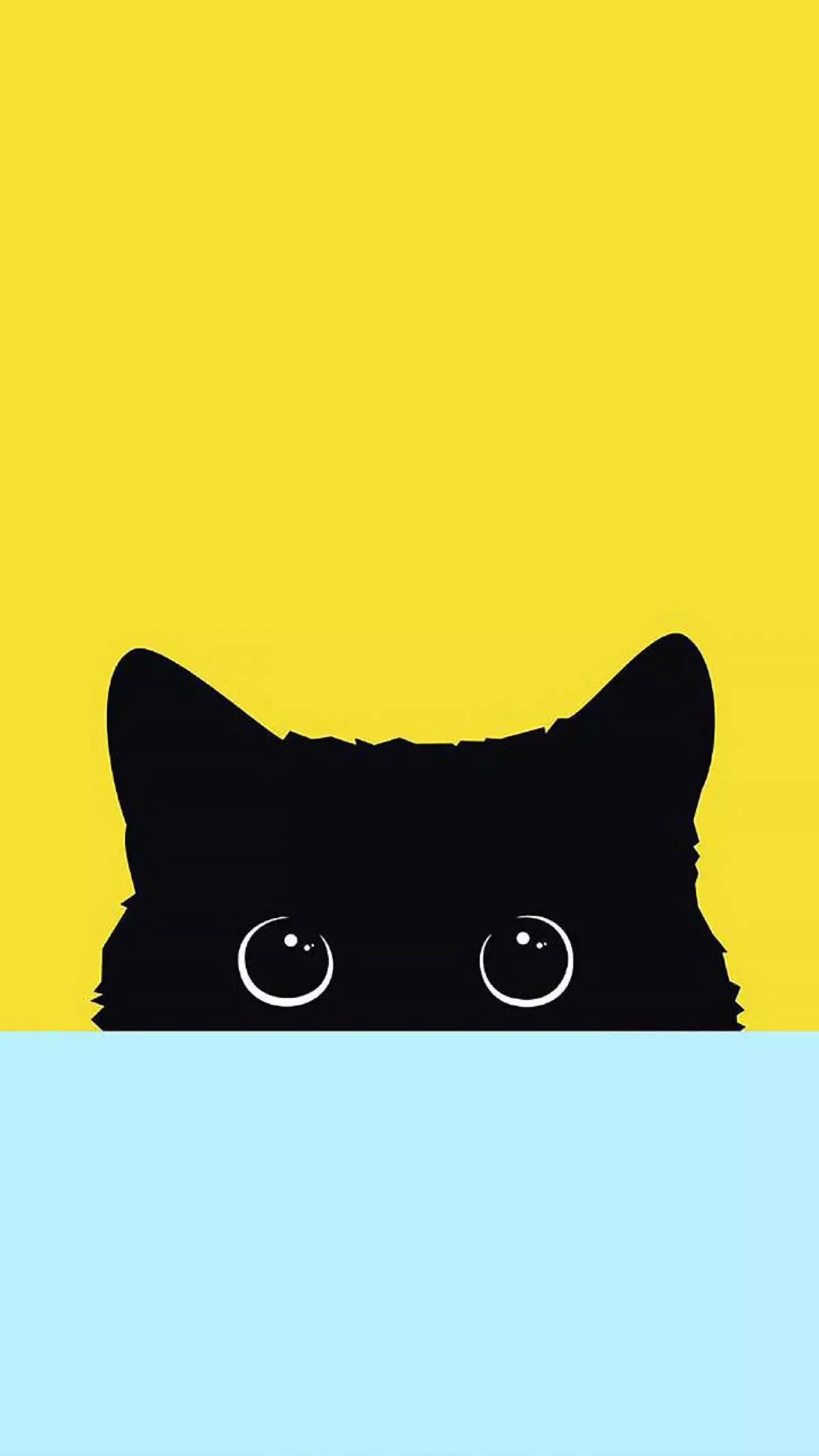 壁纸 黑猫 猫 可爱 平铺 黄绿