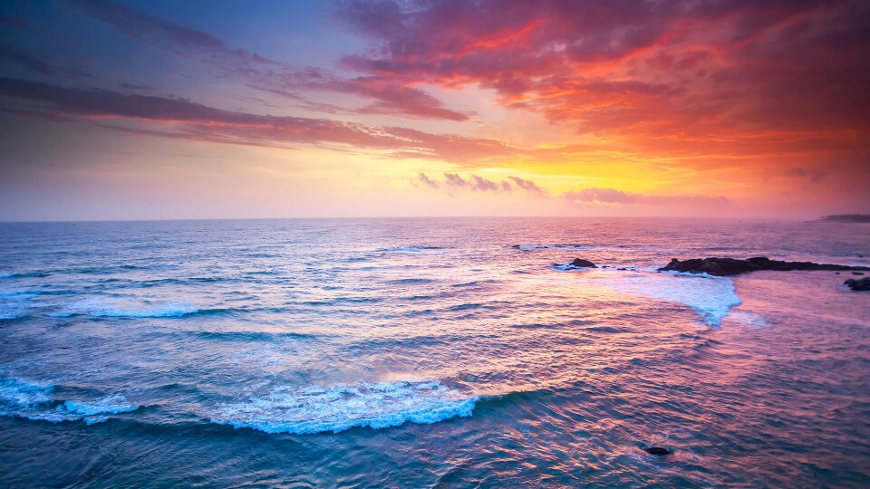 夕阳大海 真实照片图片