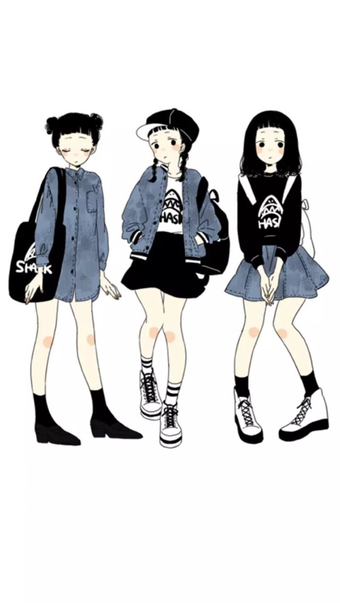 动漫 美少女 可爱 闺蜜 三人 二次元
