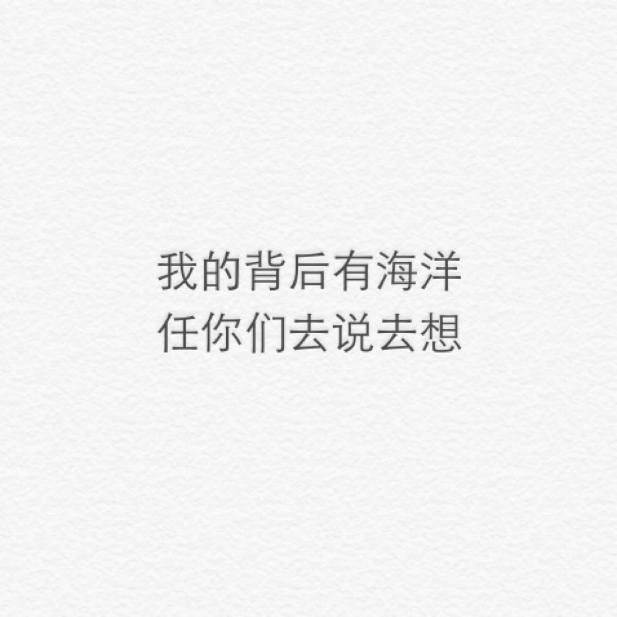 我的背后有海洋 任你们去说去想 白底文字 源自网络 by郝少年