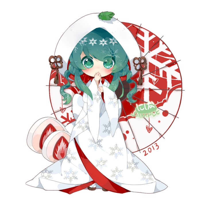 二次元 插画 少女 头像 原创 壁纸 初音未来 vocaloid 雪初音 白无垢