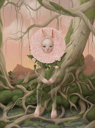 她的作品灰色温柔,充满着怪诞的想法,画面用色轻柔,透出淡淡的忧郁