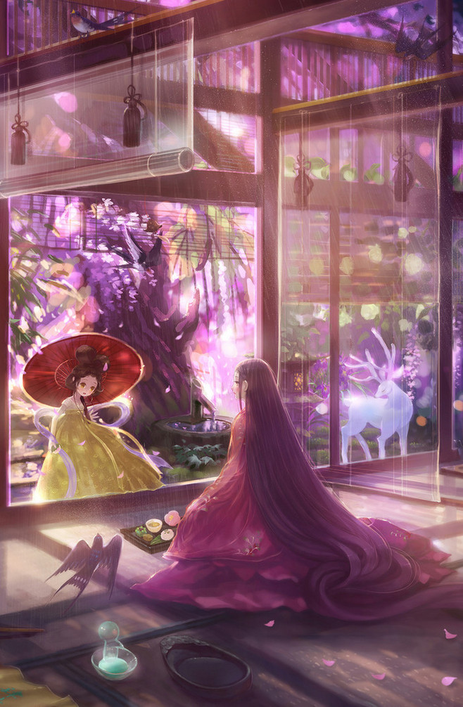 古风 插画 风景 人物 森系 手绘 水彩 涂鸦 星空 唯美 意境 背景 二