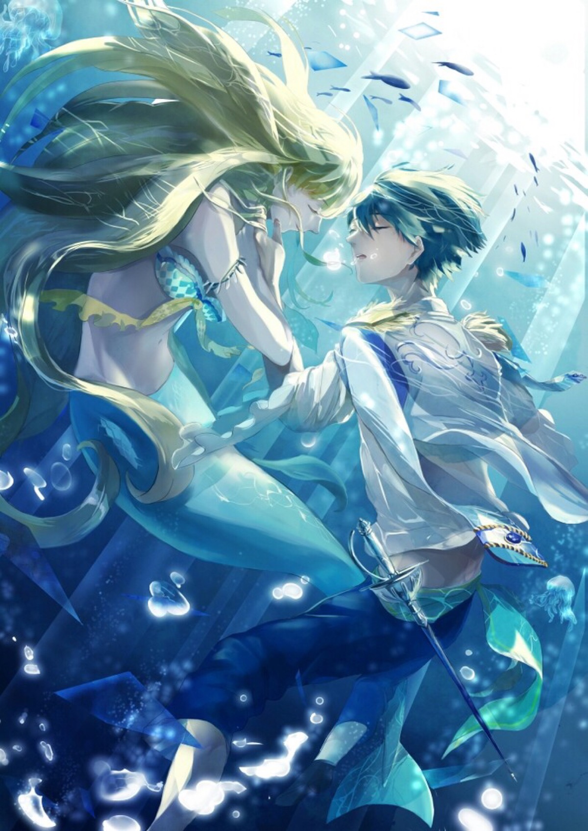 人鱼 人类 爱情 海洋 插画