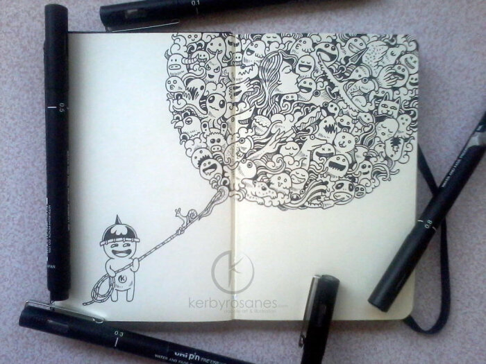 手绘 插画 装饰画 黑白画