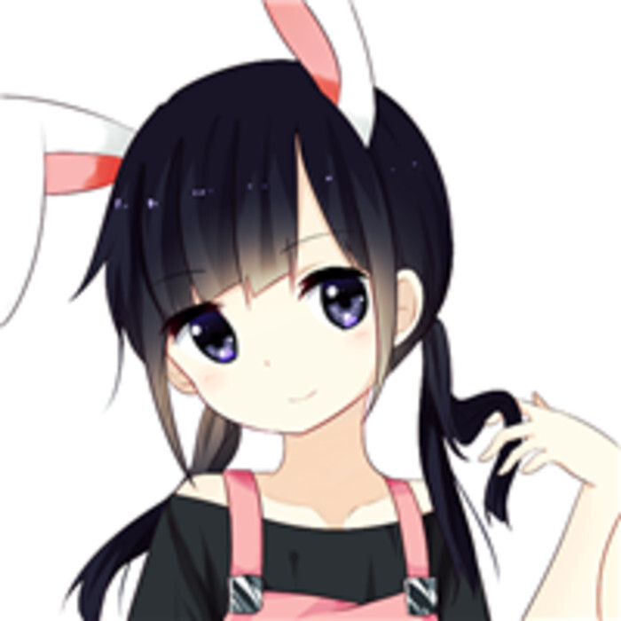 二次元 情侣头像 萌 动漫 兔耳朵 双马尾 黑发 背带裤 可爱