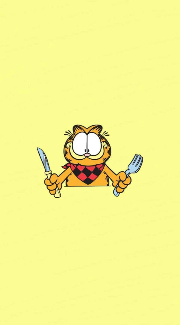 壁纸 黄色 卡通可爱萌萌哒 加菲猫 喜欢点赞 喜欢就抱走吧